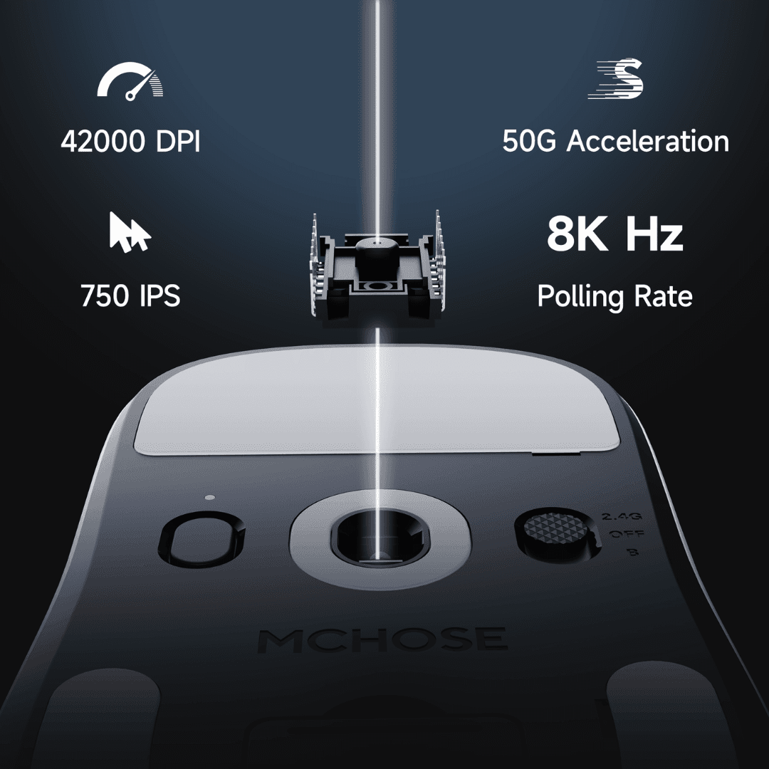 MCHOSE A7 V2 Ultra Wireless Gaming Mouse - 59g, 8K Hz, PAW3950 TI - Image 3