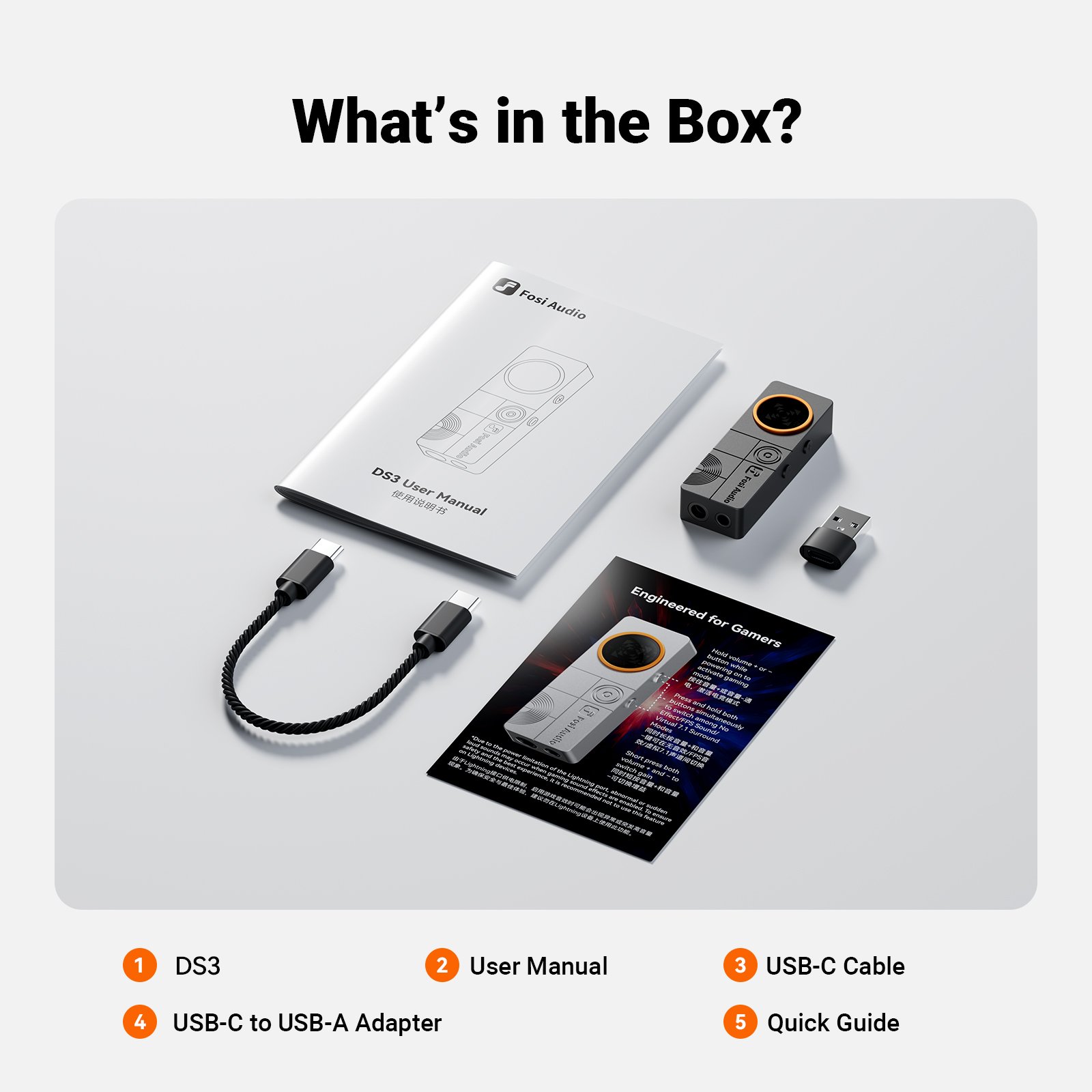 Fosi Audio DS3 – Dongle DAC/AMP USB-C ES9039Q2M, 7.1 Spatial Audio e Modo Gaming FPS - Image 8
